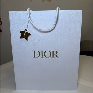 Dior Paper White Bag with Gold Dior Sharm. 17.5”x 14”x 6.5”